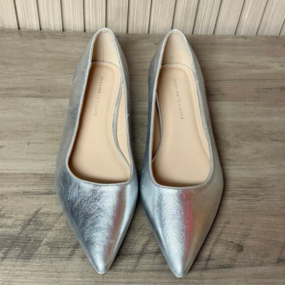 Fashion To Figure Women’s Bailey Ballet Flat Silver 9W - Picture 3 of 8
